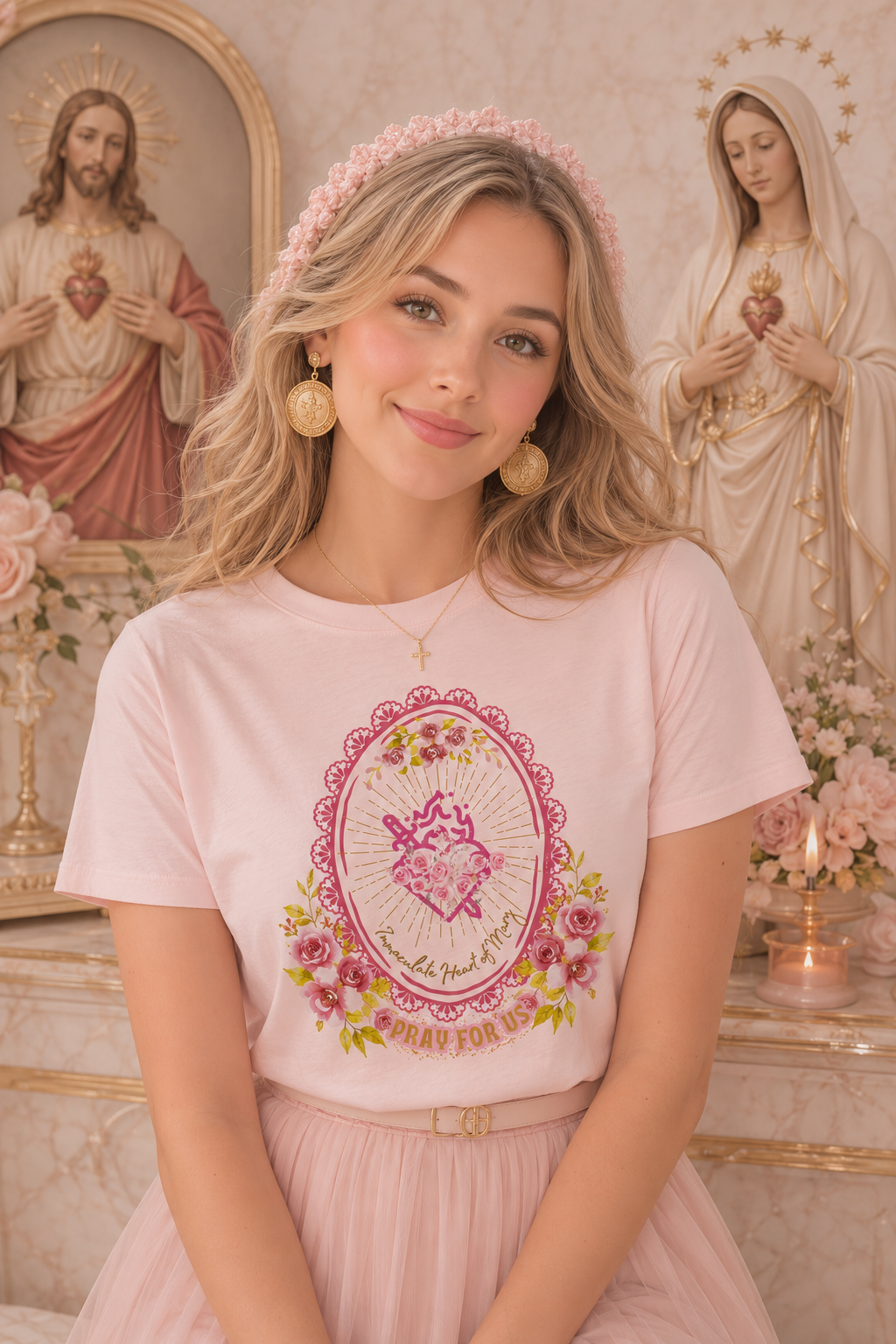 (Doble sided) Sacred Heart of Mary Tee
