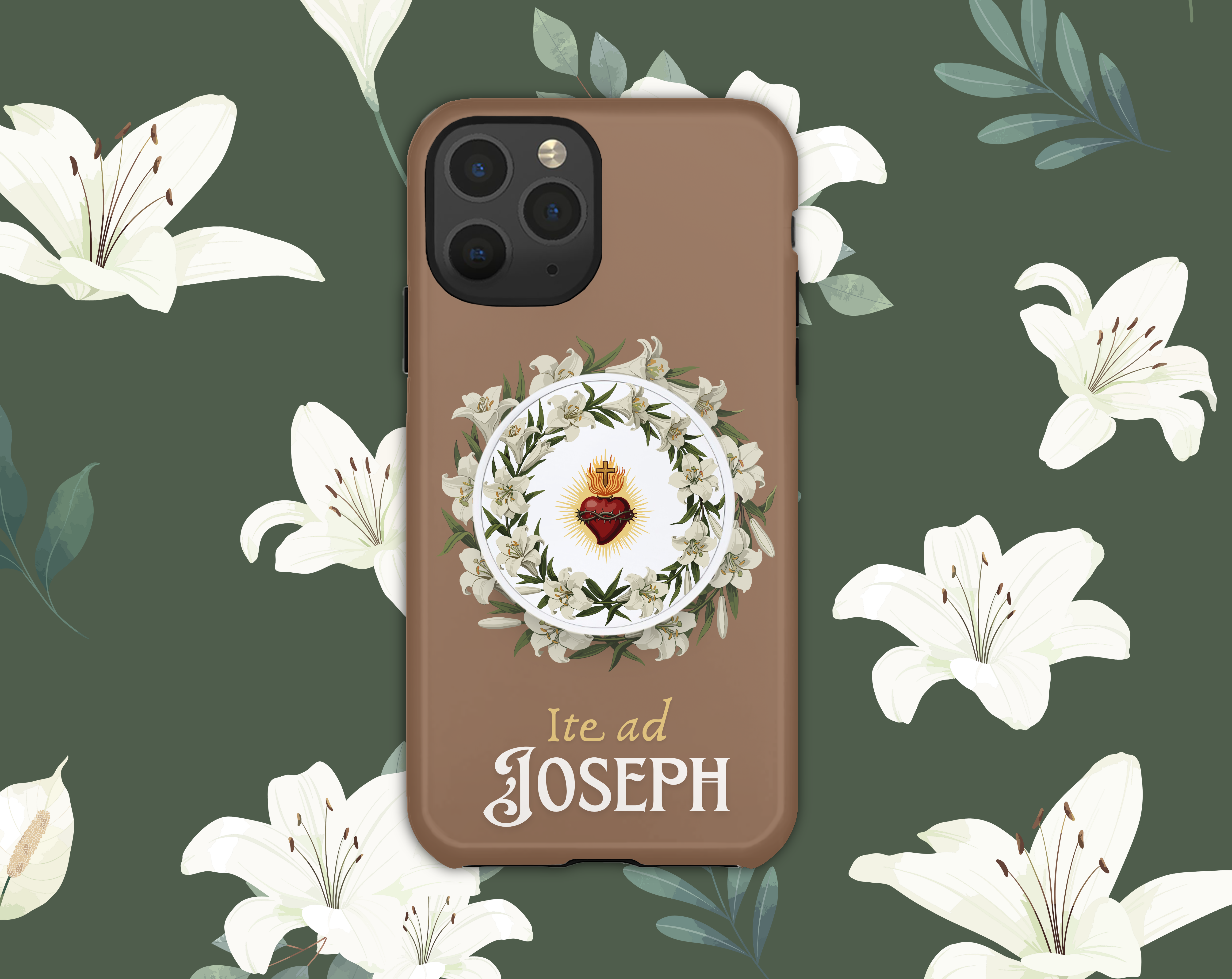 St Joseph phone cover with pop socket for iPhone and Android