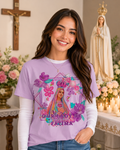 Our Lady of Fatima Pastel Lilac Graphic BoxyCut Tee