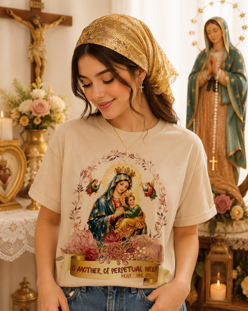 Our Lady of Perpetual Help Botanical Graphic Tee