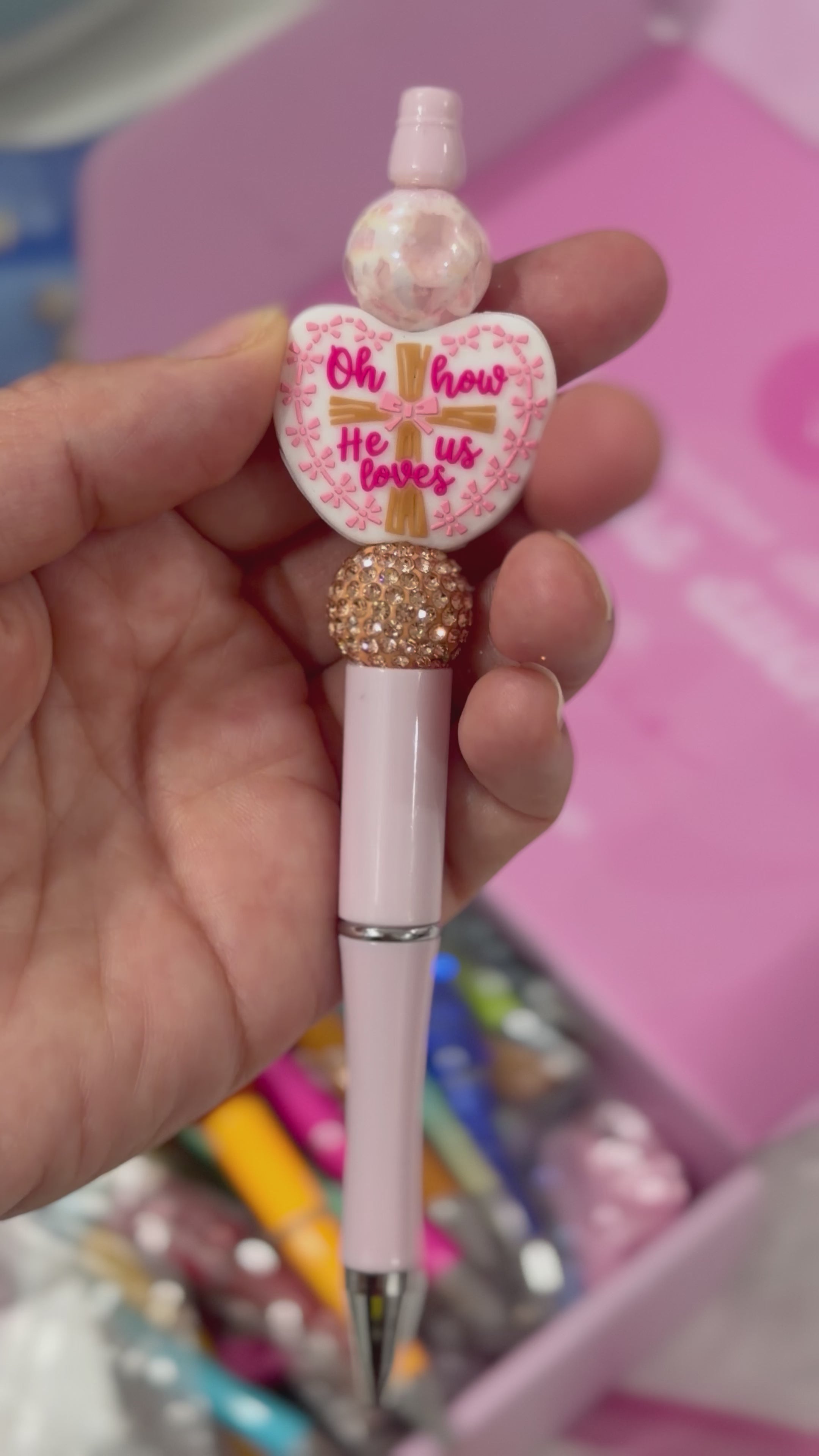 Oh How He Loves Us" Beaded Pen